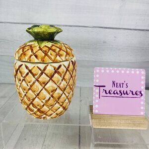 Alco PINEAPPLE Shape Ceramic Rubber Sealed Lidded  6" Tall Canister Candy Jar